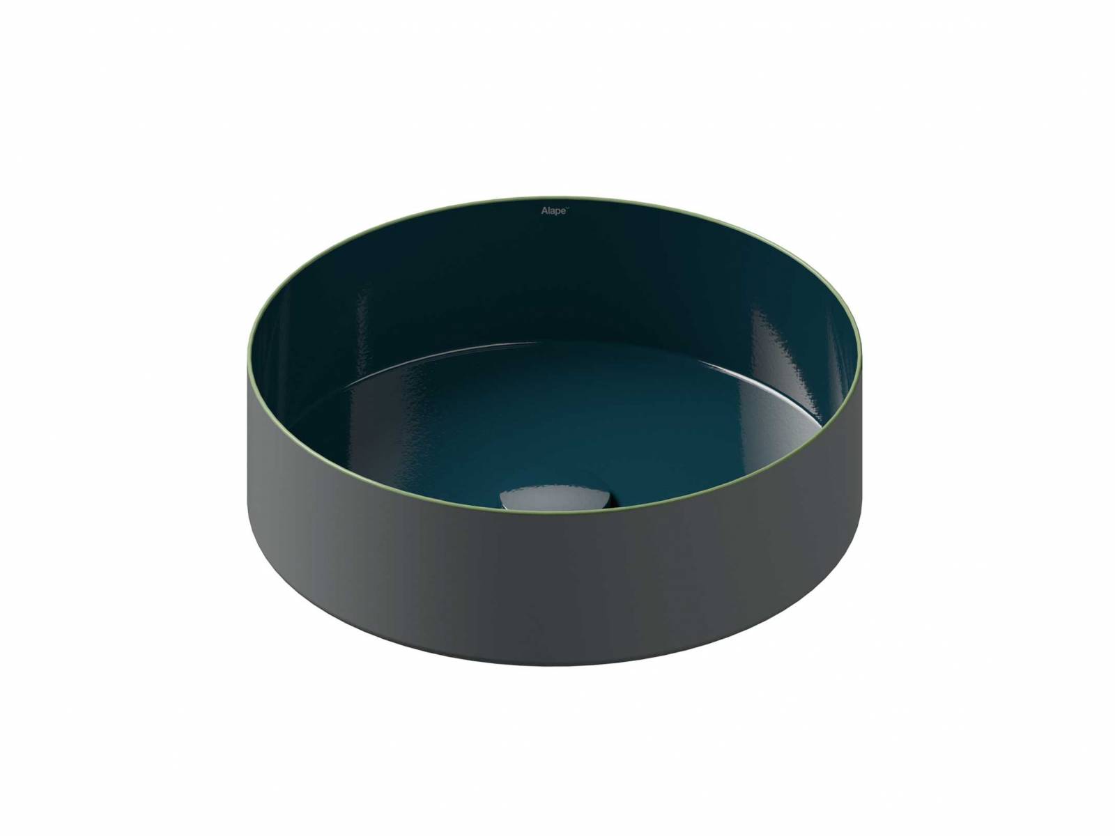 Die harmonische Komposition von drei Farbtönen beim Waschtisch «Tricolore» spielt mit dem Wechsel von matten und glänzenden Oberflächen. ALAPE.