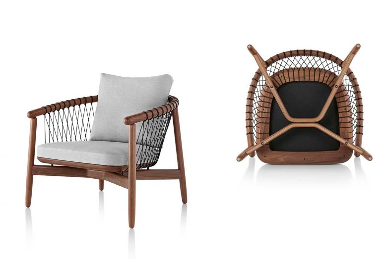 Hier kommen Industrie und Handwerk zusammen. Die Schnüre, die diese Sessel (Geiger & Herman Miller) stützen, werden normaler­weise für Fallschirme genutzt.
