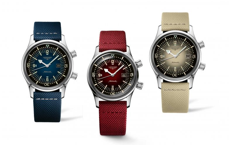 Sie wurde bereits 2007 lanciert und ist nun in den vier neuen Farben Sandbeige, Aschgrau, Königsblau und Burgunderrot zu haben. Die «Legend Diver Watch» verfügt über ein Saphir-Boxglas, zwei verschraubte Kronen und einen verschraubten Boden. Die Zifferblätter sind für optimale Ablesbarkeit mit Leuchtzeigern und mit von Leuchtvierecken durchbrochenen Indizes veredelt. Der Zeitmesser ist wasserdicht bis zu einem Druck von 30 bar. LONGINES.