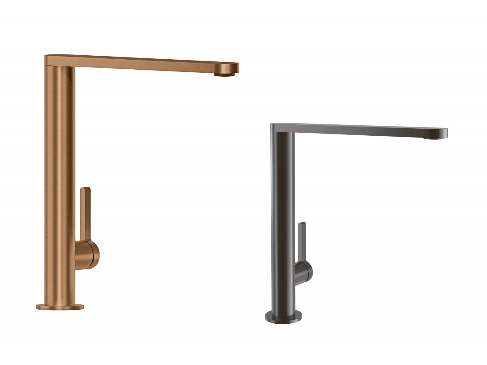 Color the world: Farbe ist für Villeroy & Boch ein wichtiges Thema im Küchenbereich. Passend zu den Keramikspülen in 16 Farben hat das Unternehmen drei neue Oberflächen für Armaturen entwickelt. Die Töne Gold, Bronze und Anthrazit gibt es für ausgewählte Modelle wie «Avia 2.0.», «Umbrella» oder die hier gezeigte «Finera». Villeroy & Boch.