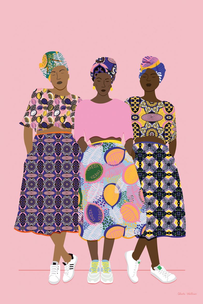 Der Onlineshop Junique bietet eine riesige Auswahl an Motiven neuer Talente und gibt einen Einblick in die aktuelle Kunst- und Designwelt. Hier findet jeder die passende Wandbekleidung für mehr Farbe und Stimmung  oder auch einen Hauch Afrika im Raum. Zum Beispiel mit dem Motiv «Grlz Band» von Céleste Wallaert. Junique.